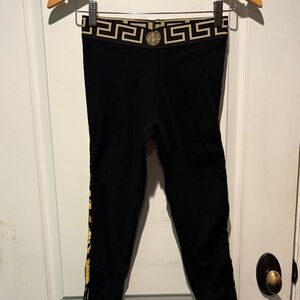 Versace Black and Gold Leggings with Greca Waistband